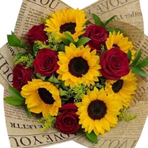 Buquê Com 6 Rosas e 6 Girassóis (cópia)